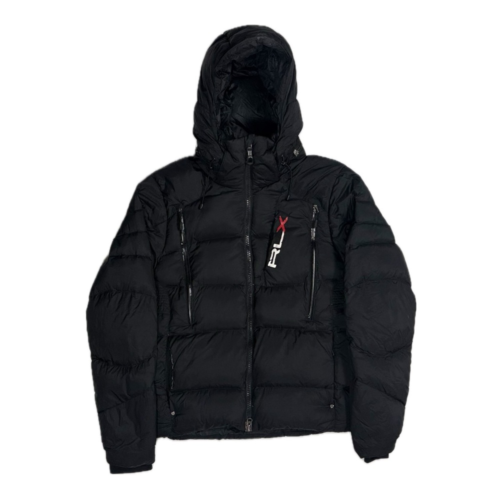 RLX Ralph Lauren black red removable hood down puffer jacket men's medium